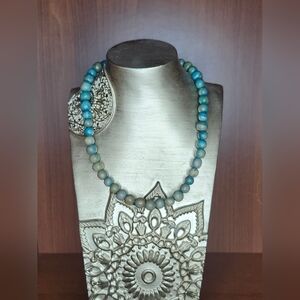 Natural Stone Beaded Necklace 16"
